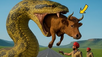 "Epic Rescue: Brave Heroes Battle a Terrifying Giant Python to Save a Heroic Mother Cow!"