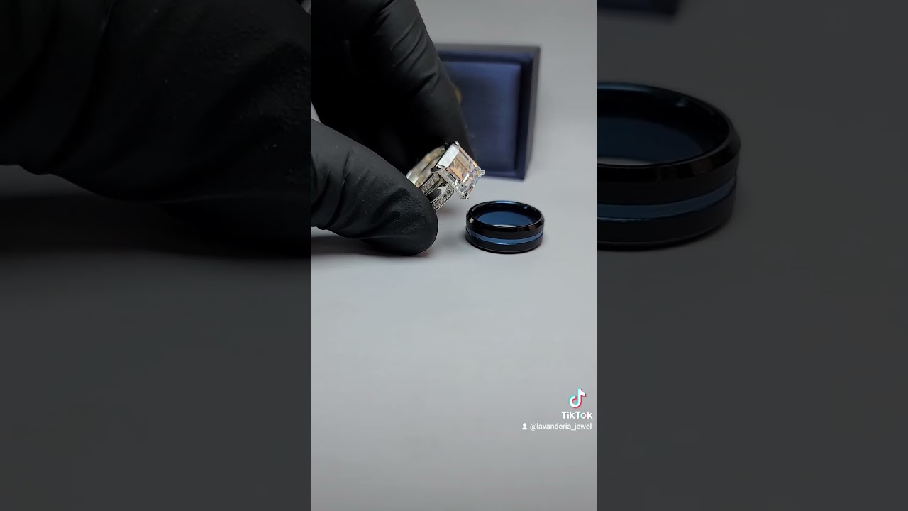 custom silver and black tungsten carbide  wedding  band ring