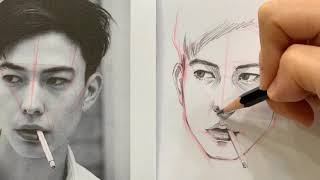 Drawing faces - ep 1. Male 남자 얼굴 그리기