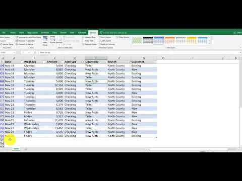 Create tables in Excel from existing data