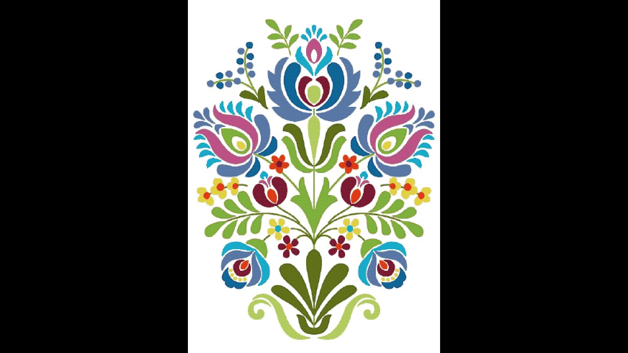 Polish floral cross stitch pattern Wycinanki modern cross stitch
