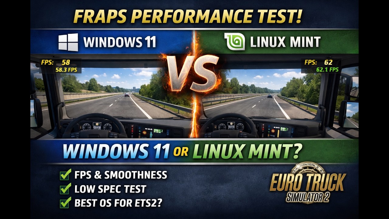 ETS2Test: FRAPS on Windows 11 vs Linux Mint ?@englishbob4101 ...