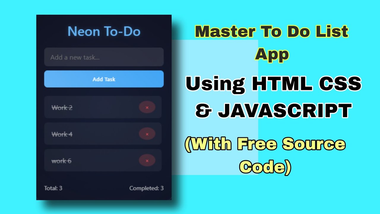Creating to do list app, using html css & javascript (with free source ...