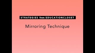 Arts Integration Technique - Mirroring
