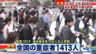 全国の新型コロナ重症者1413人　過去最多を大幅更新(2021年5月26日)