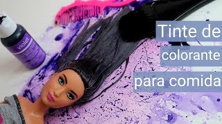 Tinte Para Barbie Usando Colorante Para Comida Y Le Secamos El Cabello Con Secador