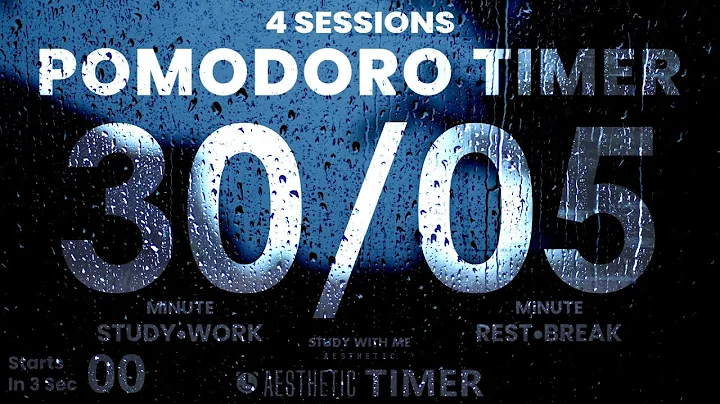 30/5 Pomodoro Rain Sounds Study Timer, 30 Minute Study, 5 Minute Breaks, Pomodoro Technique 30 5