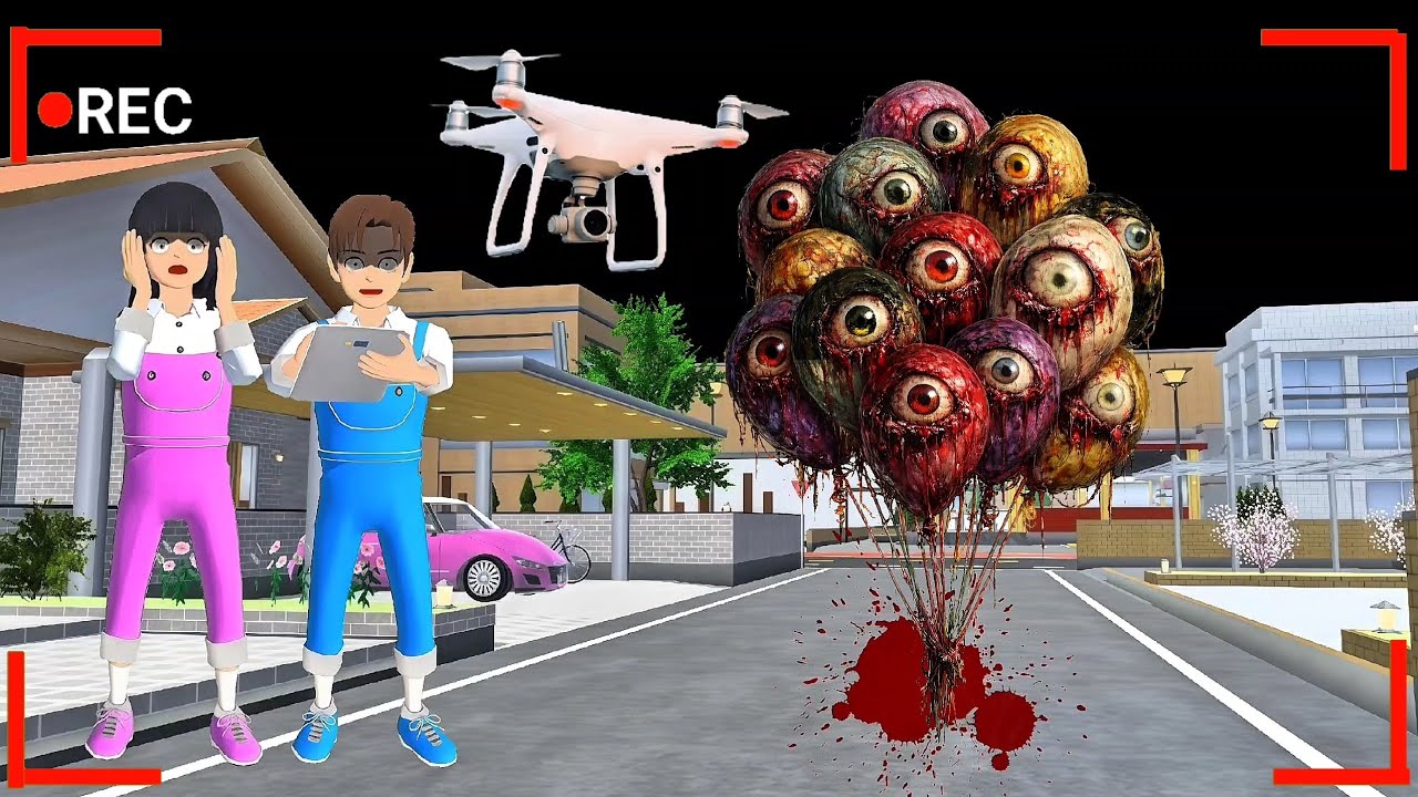Yuta Mio Panik! Drone Menangkap Monster Balon Membawa Rumah-Rumah di Kota Sakura 😱