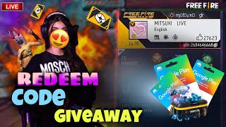 FREE FIRE LIVE GIVEAWAY CUSTOM ROOM 😍| FF LIVE REDEEM CODE GIVEAWAY #GIVEAWAY #FF