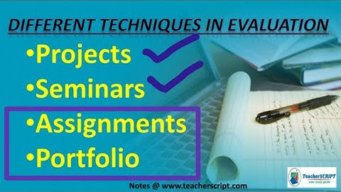 Assignment and Portfolio||Different Techniques of Evaluation||Assessment for Learning