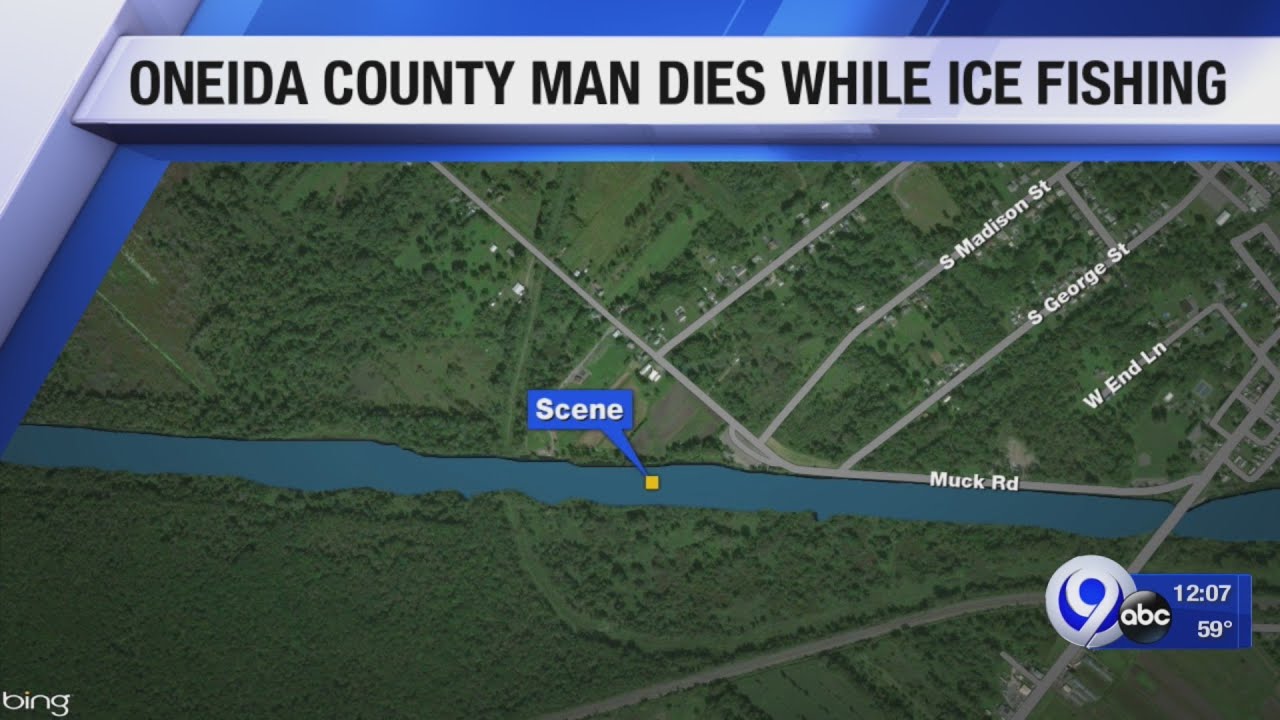 Fisherman dies after falling through ice in Rome - YouTube