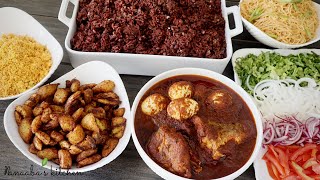 Authentic Ghanaian Waakye feast  Detailed Waakye Stew & more  Cook with Me   Ghana street food