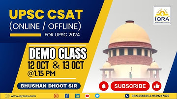 CSAT Demo Class 1 Bhushan Dhoot Sir | IQRA IAS New Batch Announcement