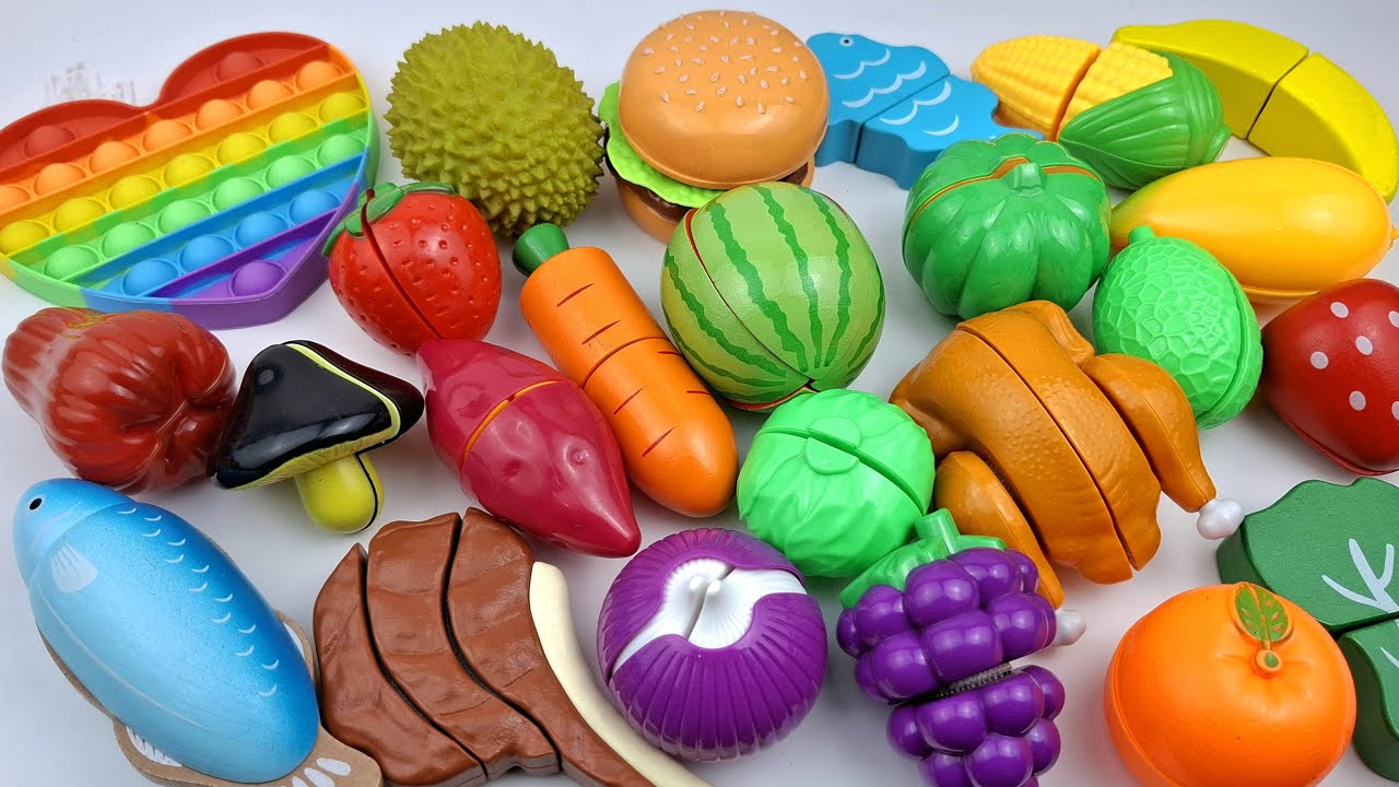 Cutting Plastic Fruit and Vegetables, Durian | Plastic vs Squishy ASMR Pop it