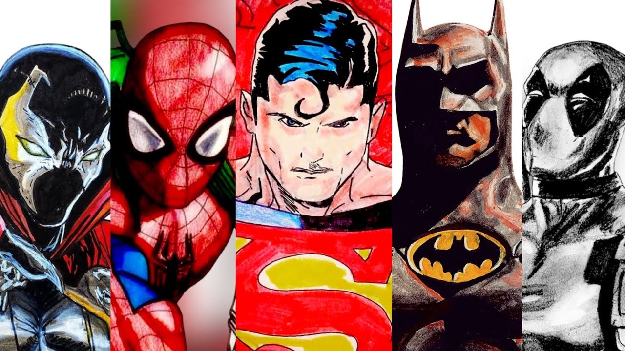 Top 10 Superheroes as Drawn, Painted, or Sculpted by Me!