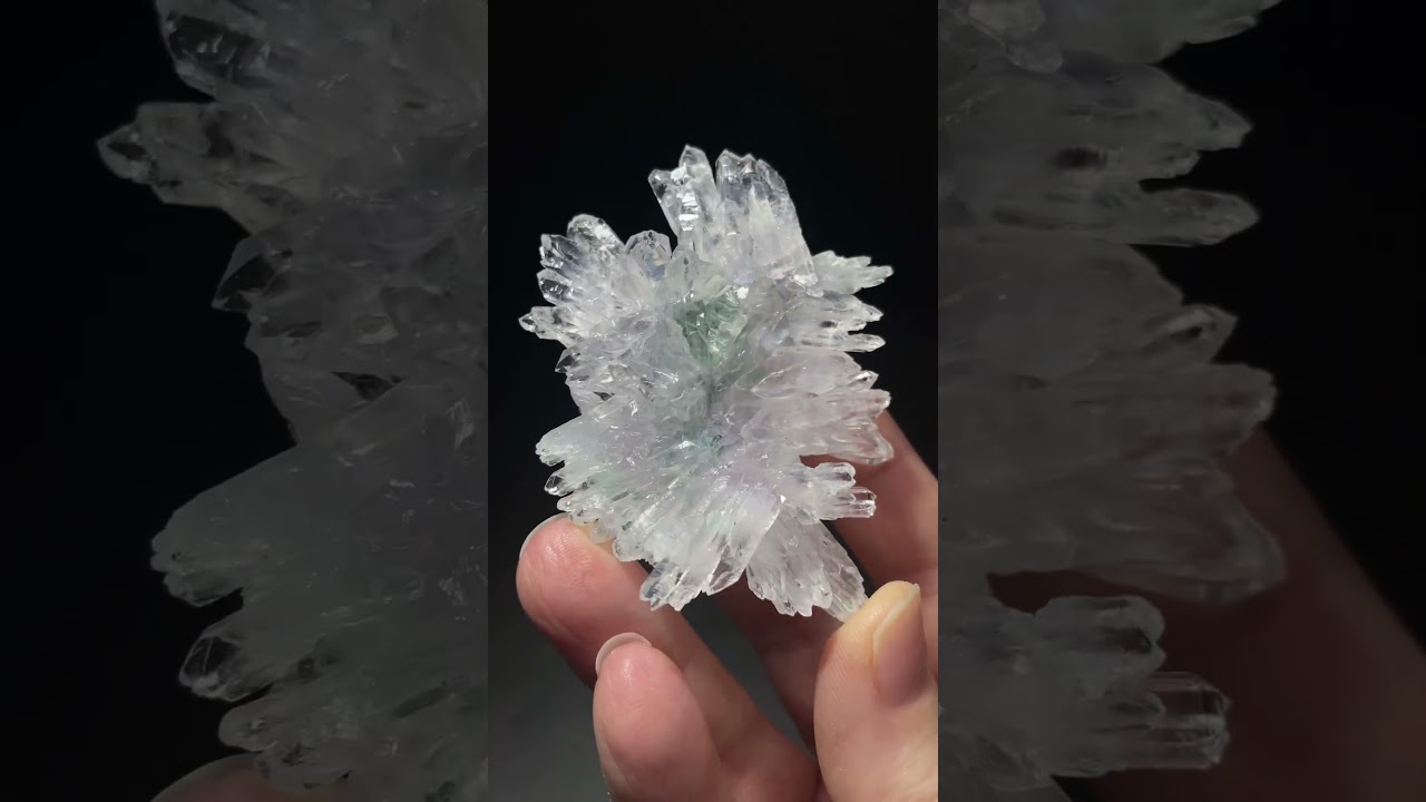 Clear & Light Lavender Color Amethyst Radial Flower Cluster with Celadonite 