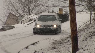 Cars slip and slide down icy hill - Charleston, WV - February 27, 2008