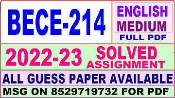 bece 214 solved assignment 2022-23 / bece 214 solved assignment in English / ignou ba solved