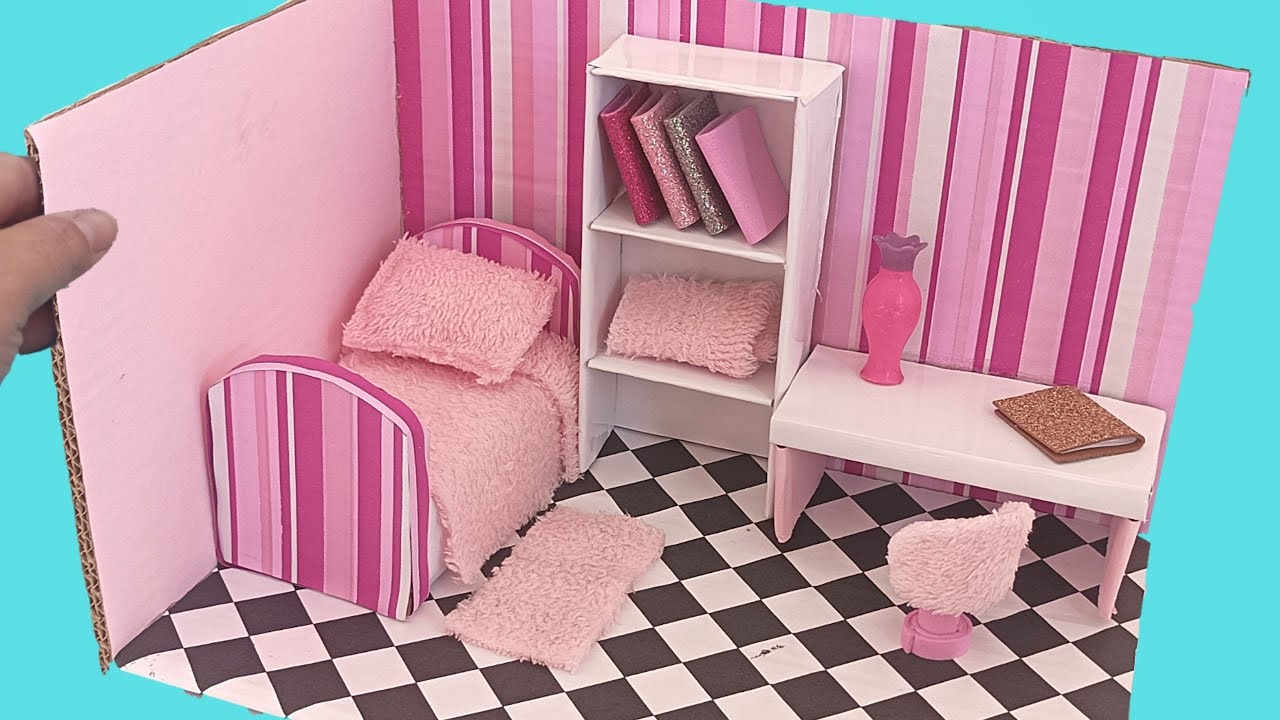 DIY MINIATURA - QUARTO DE BONECA DE PAPELÃO para Barbie | diy miniature ...