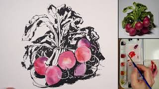AD219 Ink & Watercolor Demonstration: Radishes