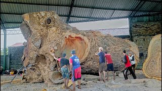 Large trembesi wood is dangerous for mountain village residents!! Sawed board material I Sawmill