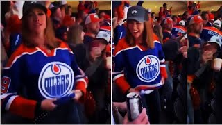 Oilers Fan Flashes Crowd | Ice hockey fan goes viral after flashing crowd