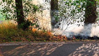 Vonken van voertuig zet zo’n 2km berm in brand Vonken van voertuig zet zo’n 2km berm in brand