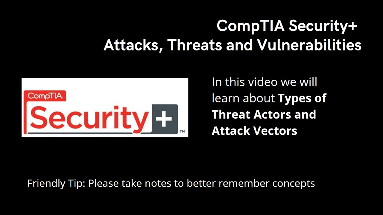 CompTIA Security +601 Types of Threat Actors and Attack Vectors