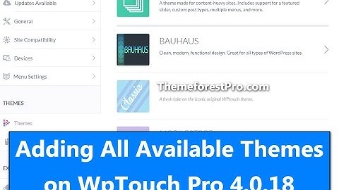 Adding All Available Themes on WpTouch Pro 4.0.18