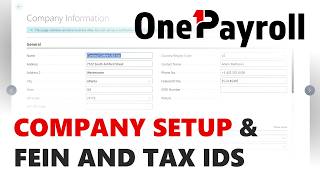 Information Company Information Setup in OnePayroll | Generate Payroll Setup Data & Configure Your Company Guide