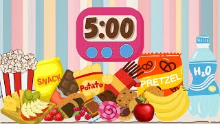 5 Minute Snack Time Timer ⏰ | Fun Countdown for Kids | Classroom & Home