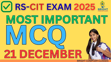 RS-CIT Exam 2025 | Most Important MCQ | 21 December Exam Questions