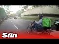 Four motorbike cops vs one Uber Eats rider