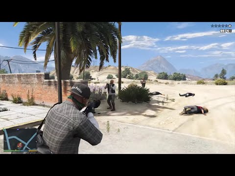 GTA 5 - Franklin & Lamar Desert Hunt vs The Lost MC + Ten Star Escape