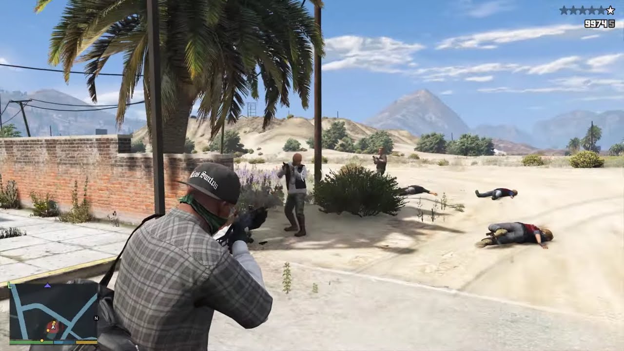 GTA 5 - Franklin & Lamar Desert Hunt vs The Lost MC + Ten Star Escape