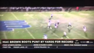 Mac Brown 87 Yard Punt Breaks State Record | Kare 11 Sports Feature