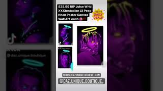 $28.99 RIP Juice XXXtentacion Lil Peep Neon Poster  Wall Art  each https://dazuniqueboutique.com/