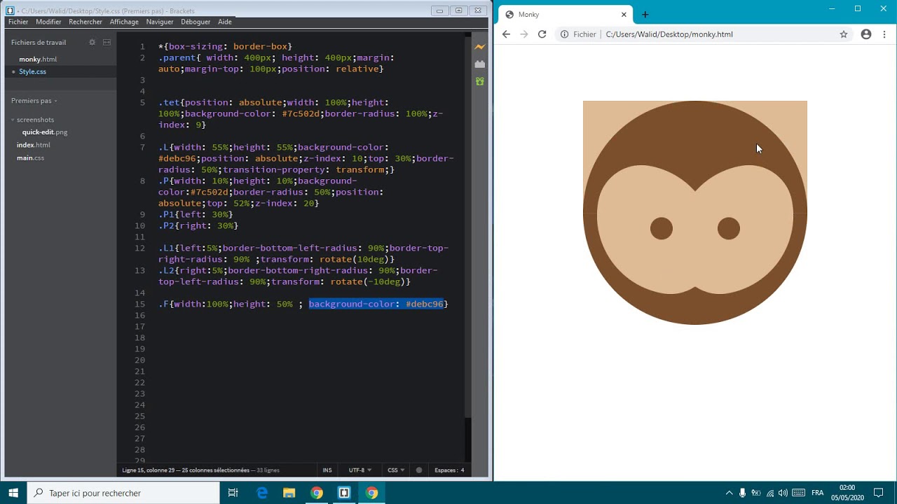 How to draw a monkey using Html and Css - YouTube