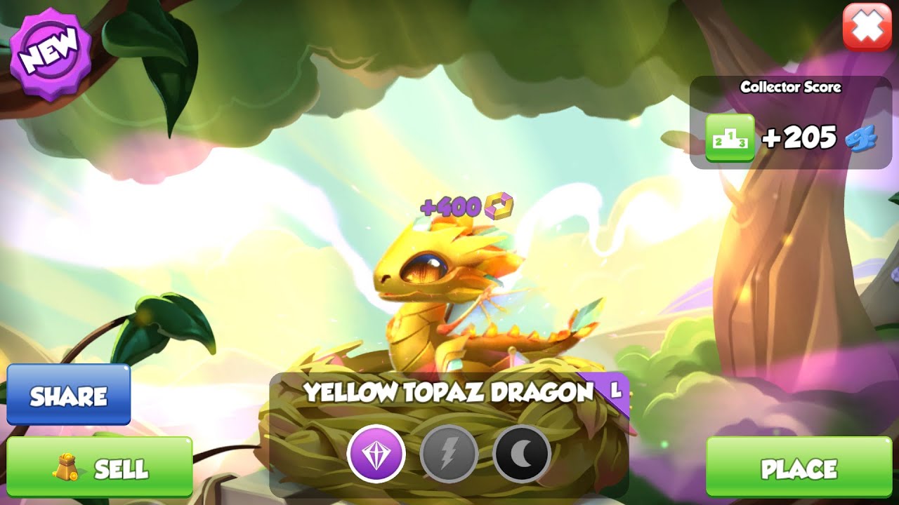 Hatched Yellow Topaz Dragon - Dragon Mania Legends