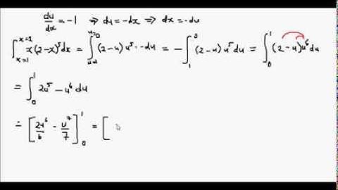 Integration by u-Substitution - Example Definite Integral x(2-x)^5