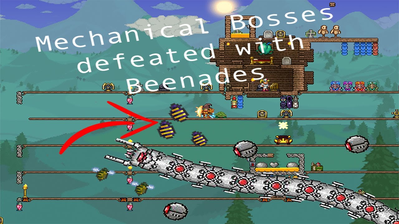 Defeating the Mechanical Bosses with Beenades in Terraria! YouTube