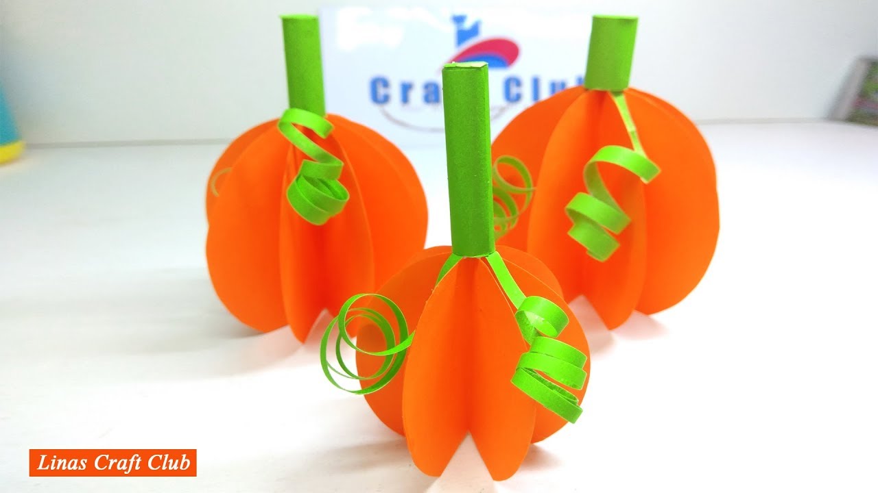 How to Make Halloween Pumpkin Paper for Kids linascraftclub - YouTube