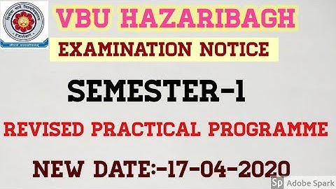 Vbu Semester 1 revised Practical programme