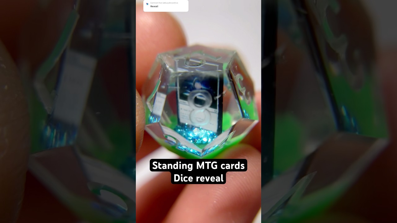 MTG cards emerge from shimmering pools in this dice set