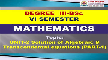 DEGREE III BSC VI SEMESTER MATHEMATICS ONLINE CLASSES