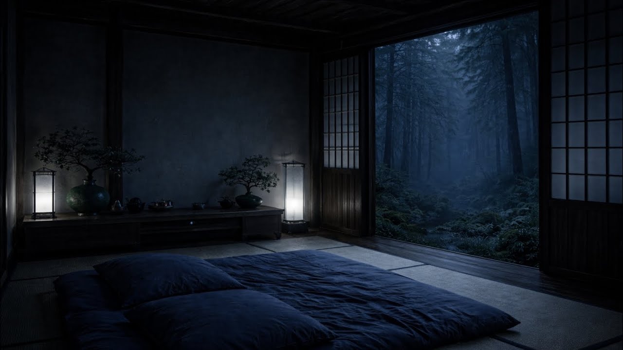 Heavy Rain at Night Outside the Window | Cozy Dark Room for Deep Sleep & Relaxation