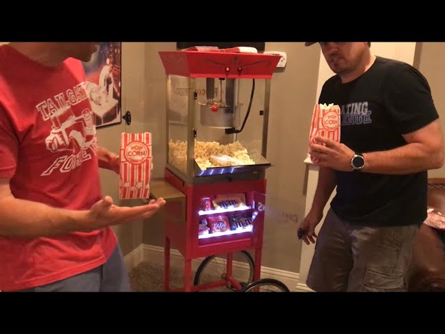 Nostalgia Popcorn Maker Professional Cart, 8 Oz Kettle Makes Up to 32 Cups,  Vintage Movie Theater Popcorn Machine with Three Candy Dispensers and
