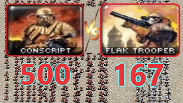 Conscripts vs Flak Troopers - The power of Flak - Same Cost - Red Alert 2