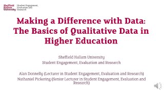 Making a Difference with Data: The Basics of Qualitative Data in Higher Education