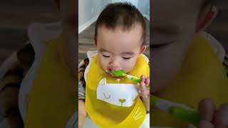 #Blw Show My 1-Year-Old #Baby How To Eat Rice By Himself After  Testing Positive Of Covid😷🍚